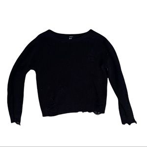 Forever 21 Frayed Ripped Crewneck Sweater